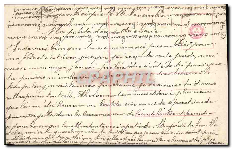 Le Baiser — scène de couple — éditeur RR n°3518/6 — Verso
