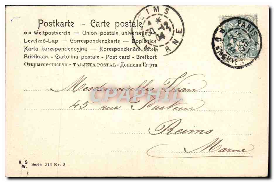 CPA Fantaisie Fleurs Coccinelle  — Rückseite