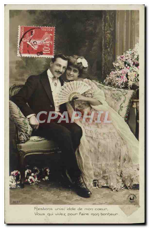 Couple en tenue d'époque — scène intime — éditeur COUSIN-ART, n° 3633