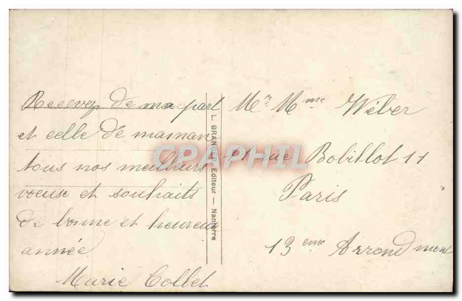 Frau in Pelz mit einem Lärchenbusch — Frohe Neujahr — L. Branche, Paris, n° 4319 — Rückseite
