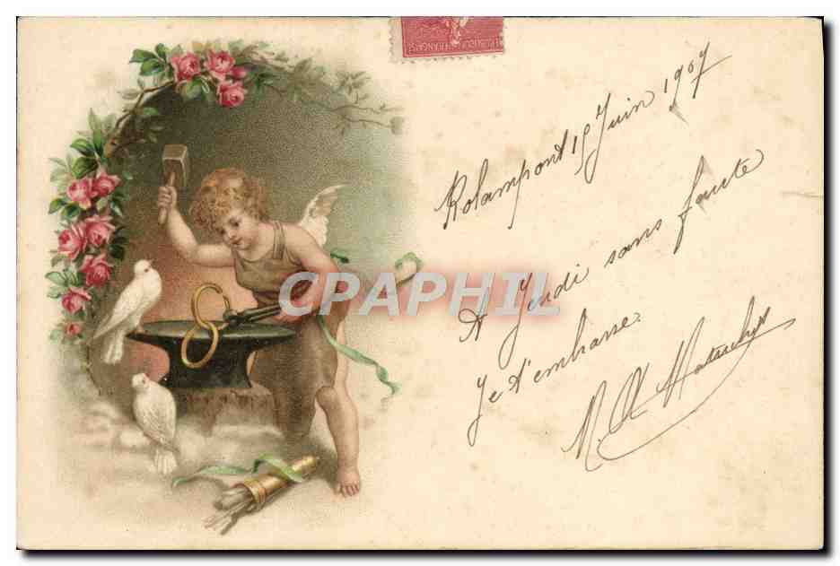 CPA Fantaisie Ange Forgeron Colombes