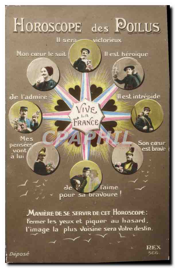 CPA Fantaisie Horoscope des poilus Militaria