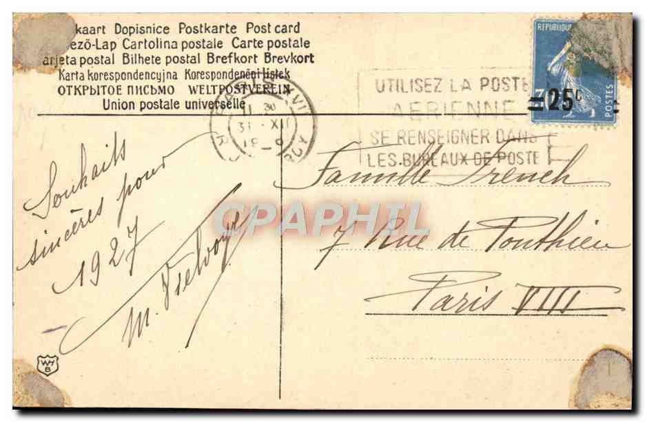 CPA Fantaisie Paysage Route dans la neige  — Rückseite
