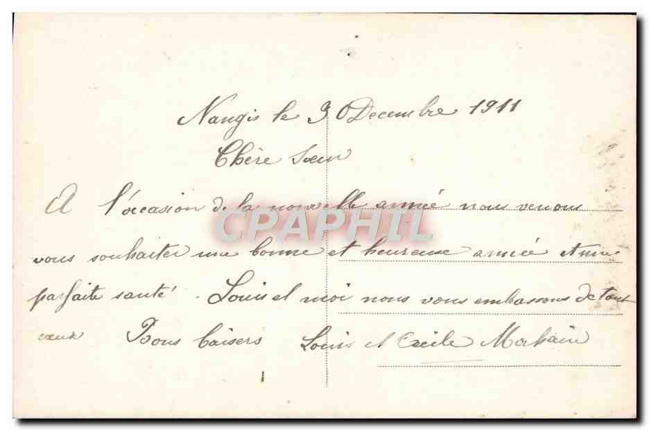 Joven mujer sosteniendo un arbusto de hiedra — Feliz Año — A.N. París, n°1263 — Reverso