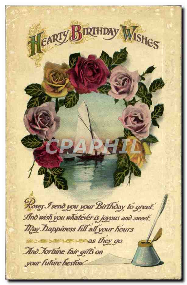 CPA Fantaisie Fleurs Bateau