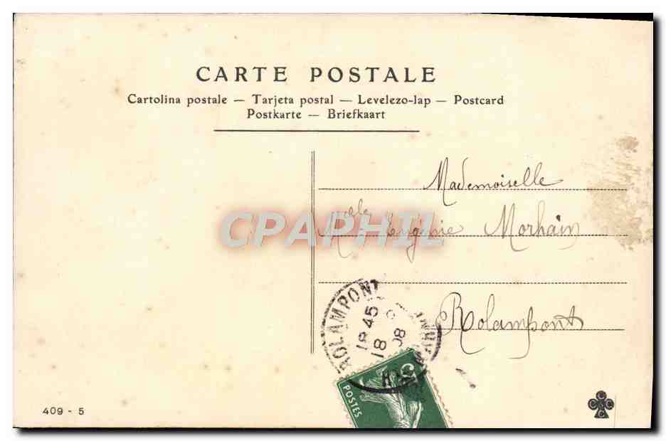 Le Pont des Amours — scène amoureuse sous parasol rose — éditeur CPAPHIL n°409-5 — Rückseite