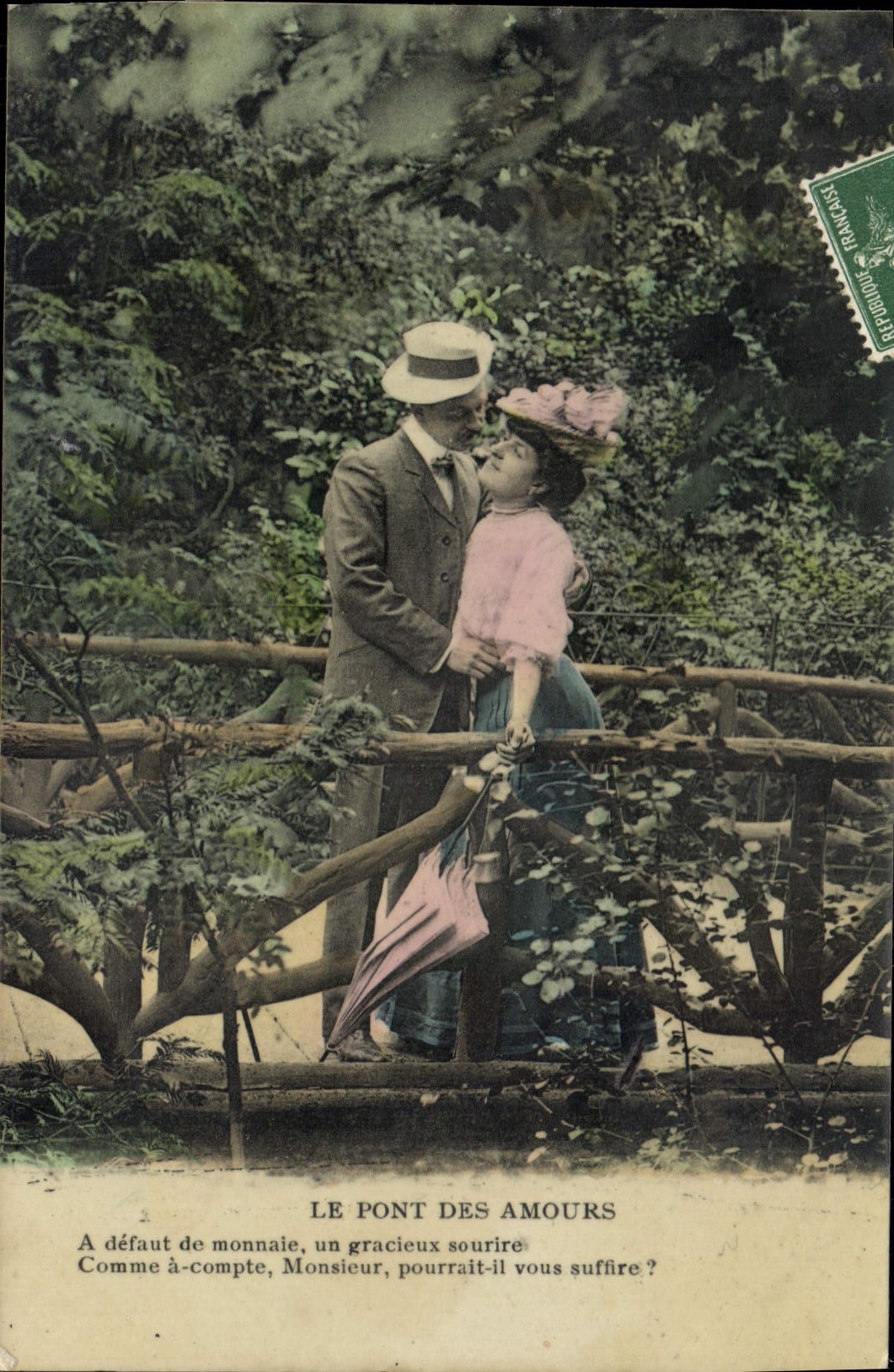 CPA Fantaisie Femme Le pont des amours