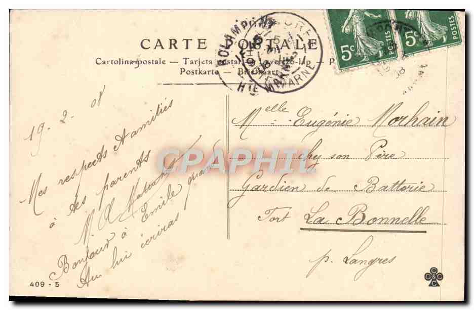 CPA Fantaisie Femme Le pont des amours  — Rückseite