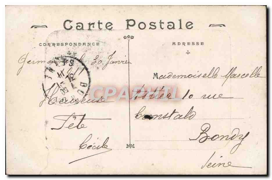 Femme en robe rose et jaune — décor floral — éditeur CPAPHIL, n° 8105 — Achterkant