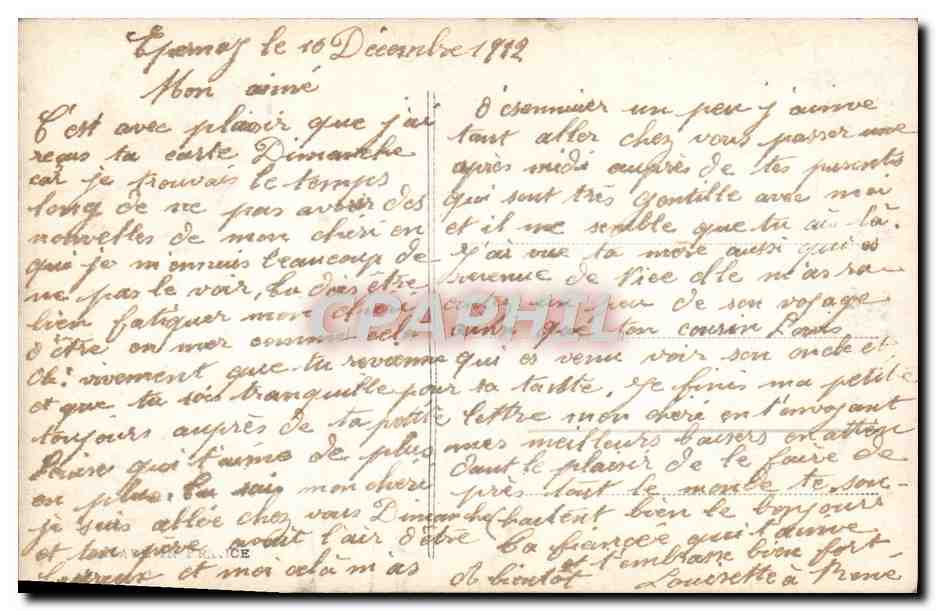 Amour et roses — scène romantique — Fauvetté, n°1397 — Verso