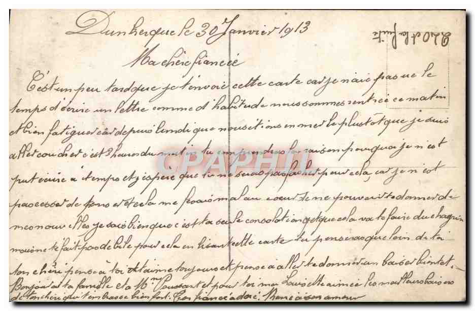 Jeune couple avec bouquet de roses — A.B.M. PARIS — n°190 — Reverso