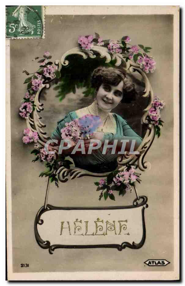 Hélène — weibliches Portrait in Blumenrahmen — Atlas n°2131