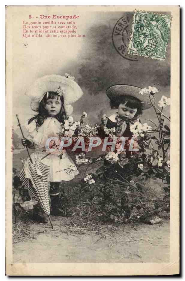 CPA Fantaisie Enfants Une escapade