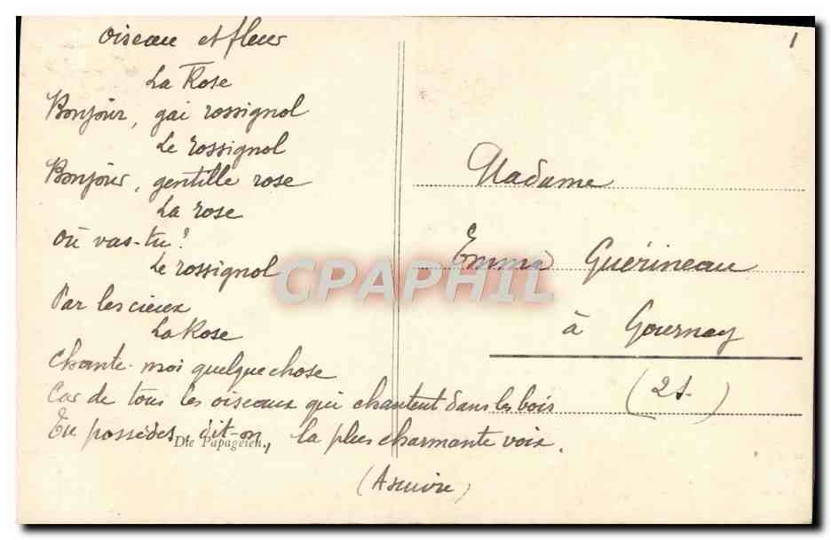 CPA Fantaisie Salon de Paris Les perroquets  — Rückseite