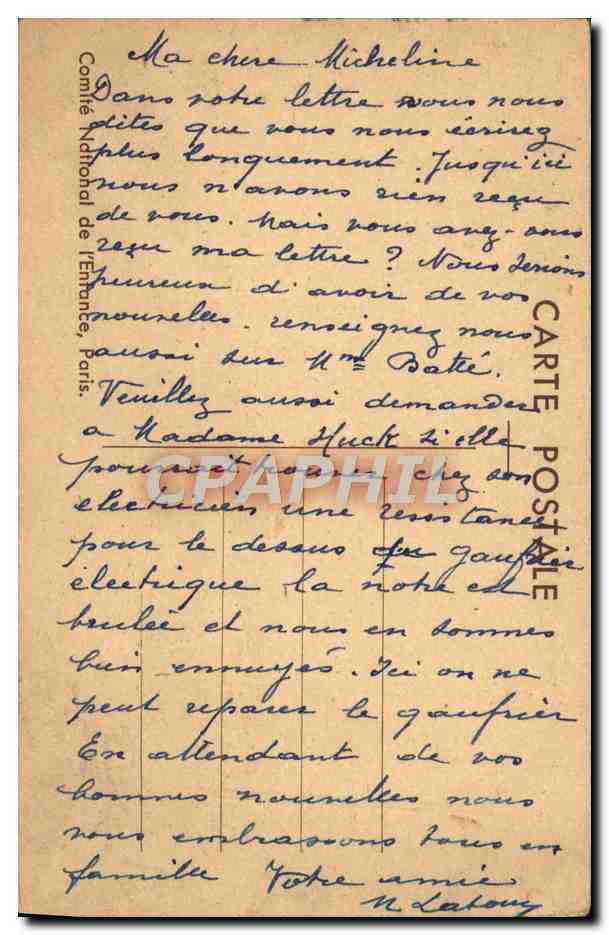 CPA Fantaisie Gainsborough La princesse Sophia — Verso