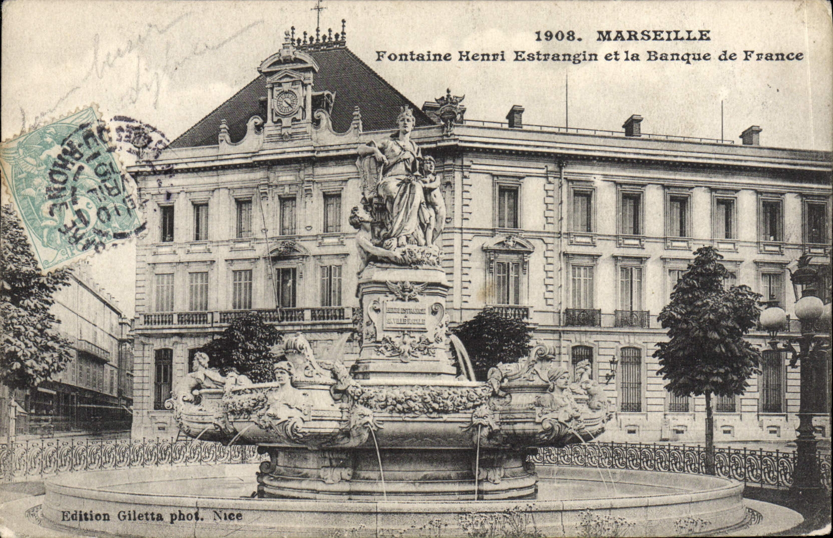 CPA Marseille Fontaine Henri Estrangin et la banque de France 