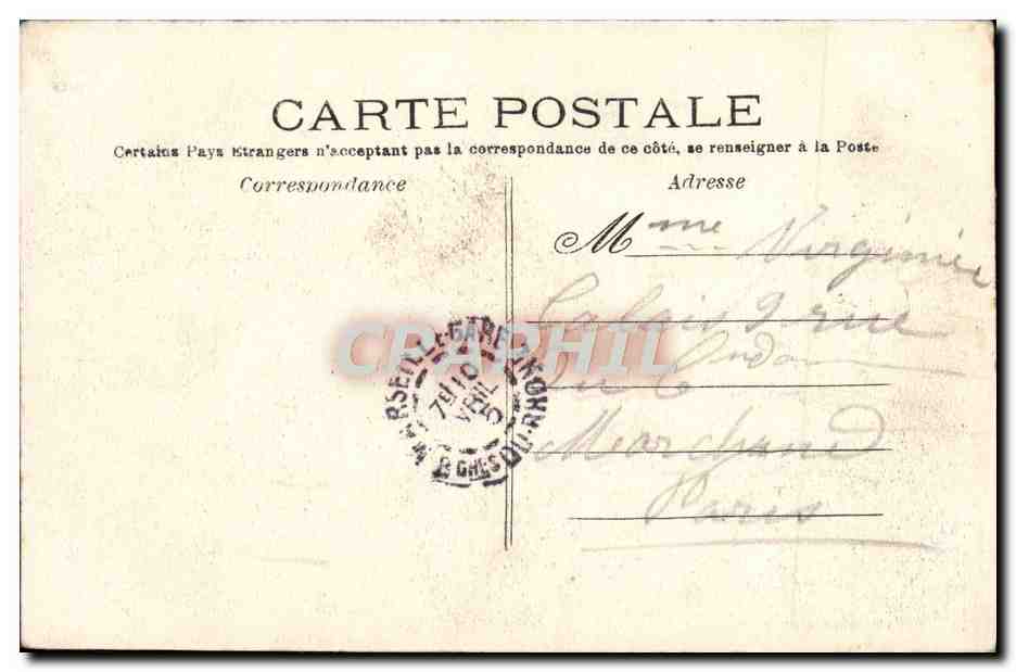 CPA Marseille Fontaine Henri Estrangin et la banque de France  — Rückseite