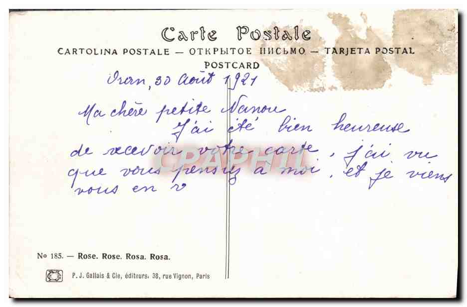 CPA Fantaisie Fleurs Rose — Verso