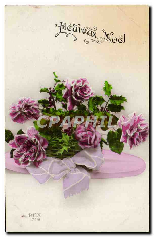CPA Fantaisie Fleurs Noel