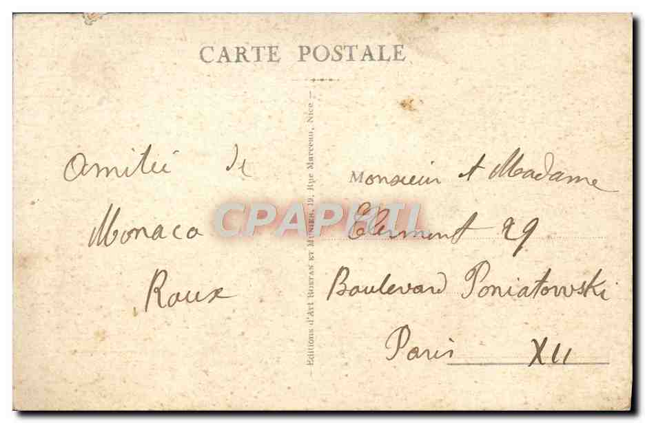 CPA Monaco Vue generale du rocher — Verso