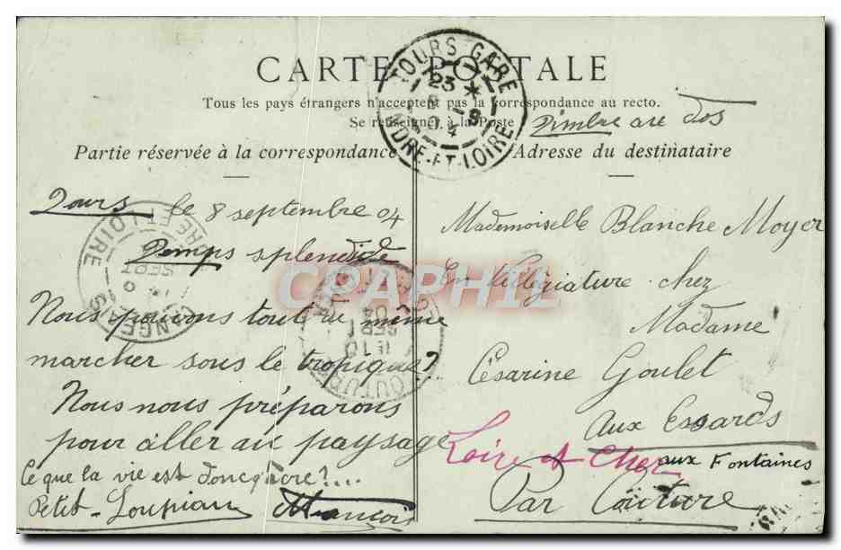 CPA Environs de Tours La lanterne de Rochecorbon  — Rückseite