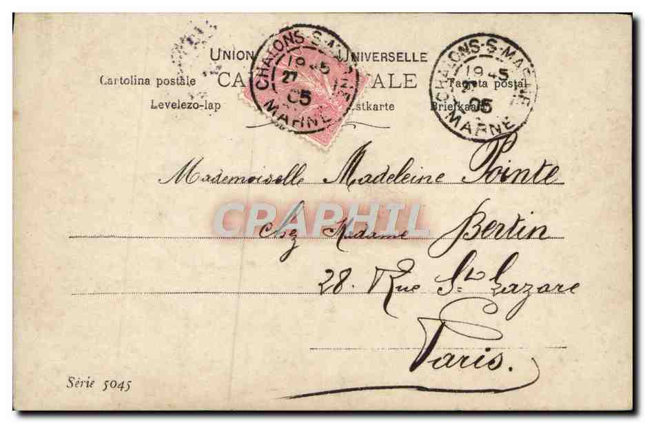 Tarjeta postal antigua Fantasía Mujer Vestidos de Luis XVI — Reverso