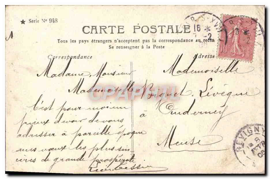 Près du vieux puits — Stebring, Paris — Série N° 948 — Verso
