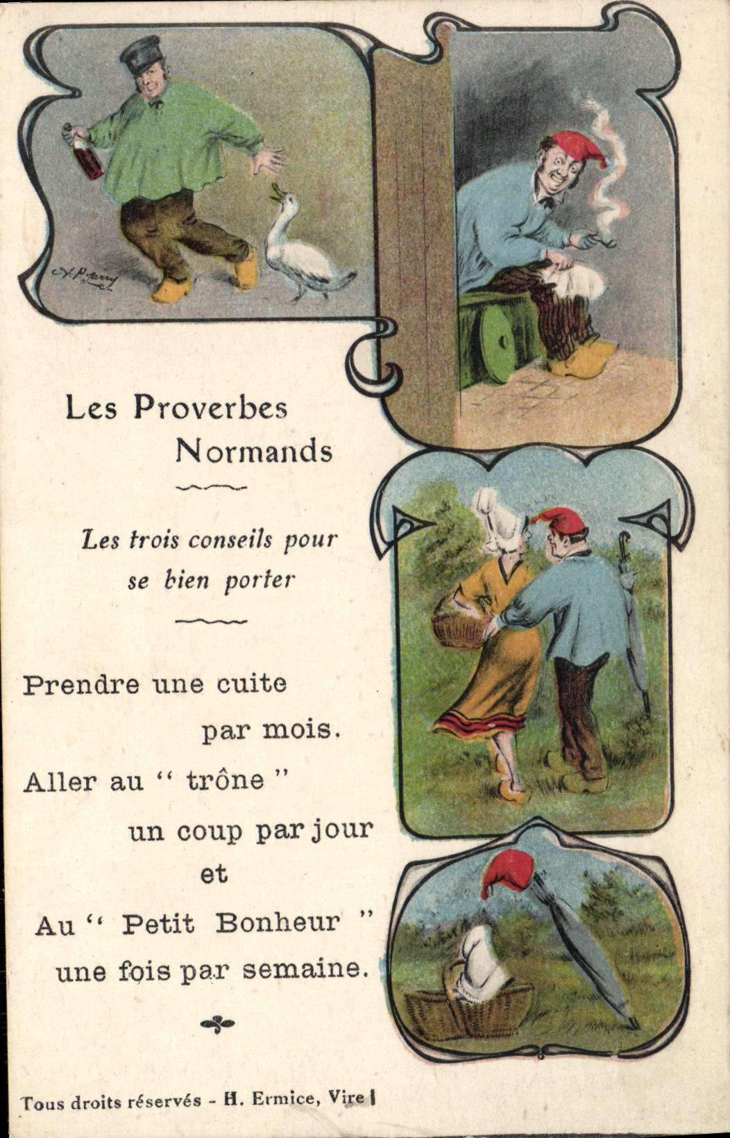 Les Proverbes Normands — Les trois conseils pour se bien porter — H. Ermice, Vire