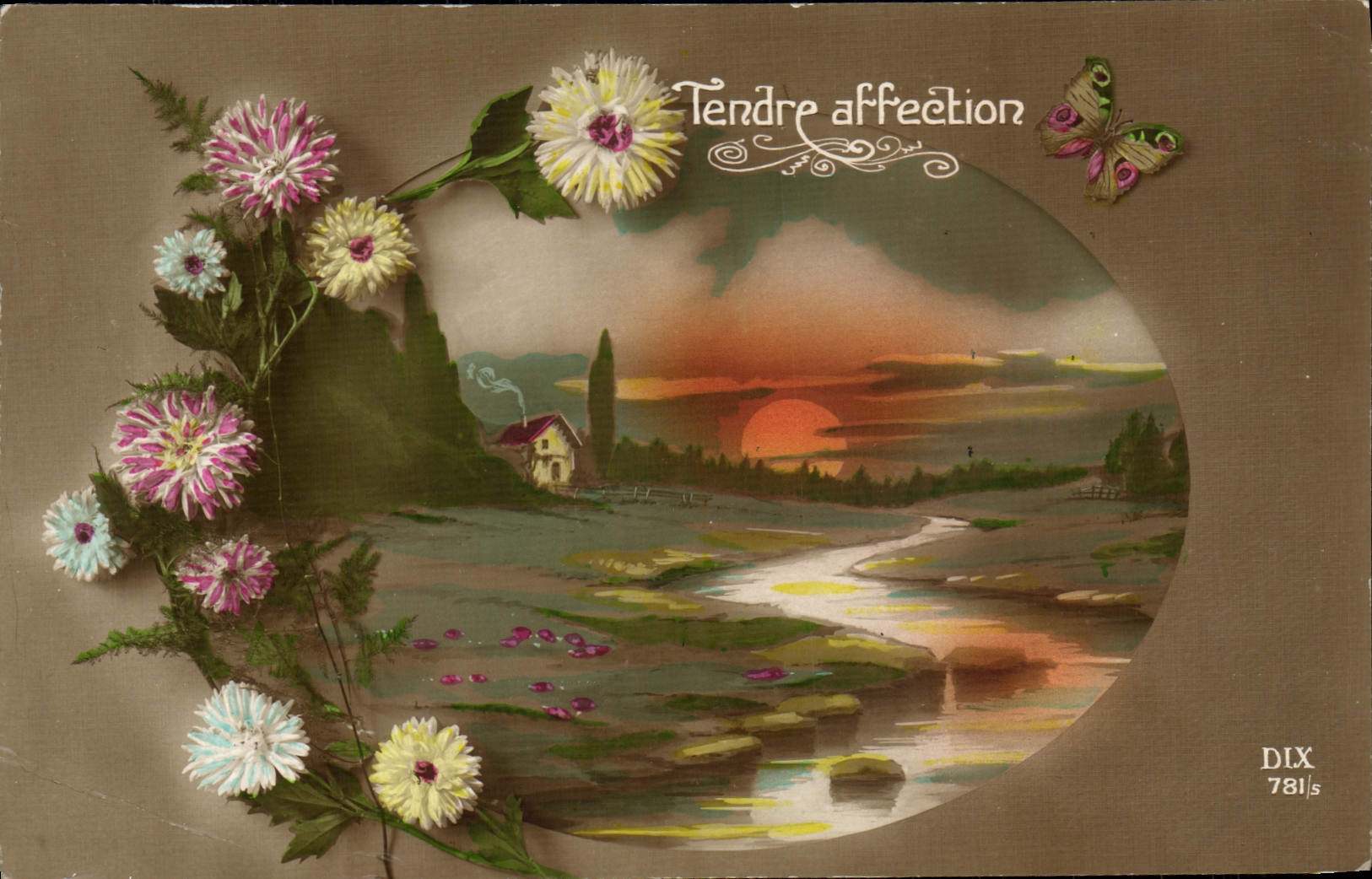 CPA Fantaisie Tendre affection Papillon