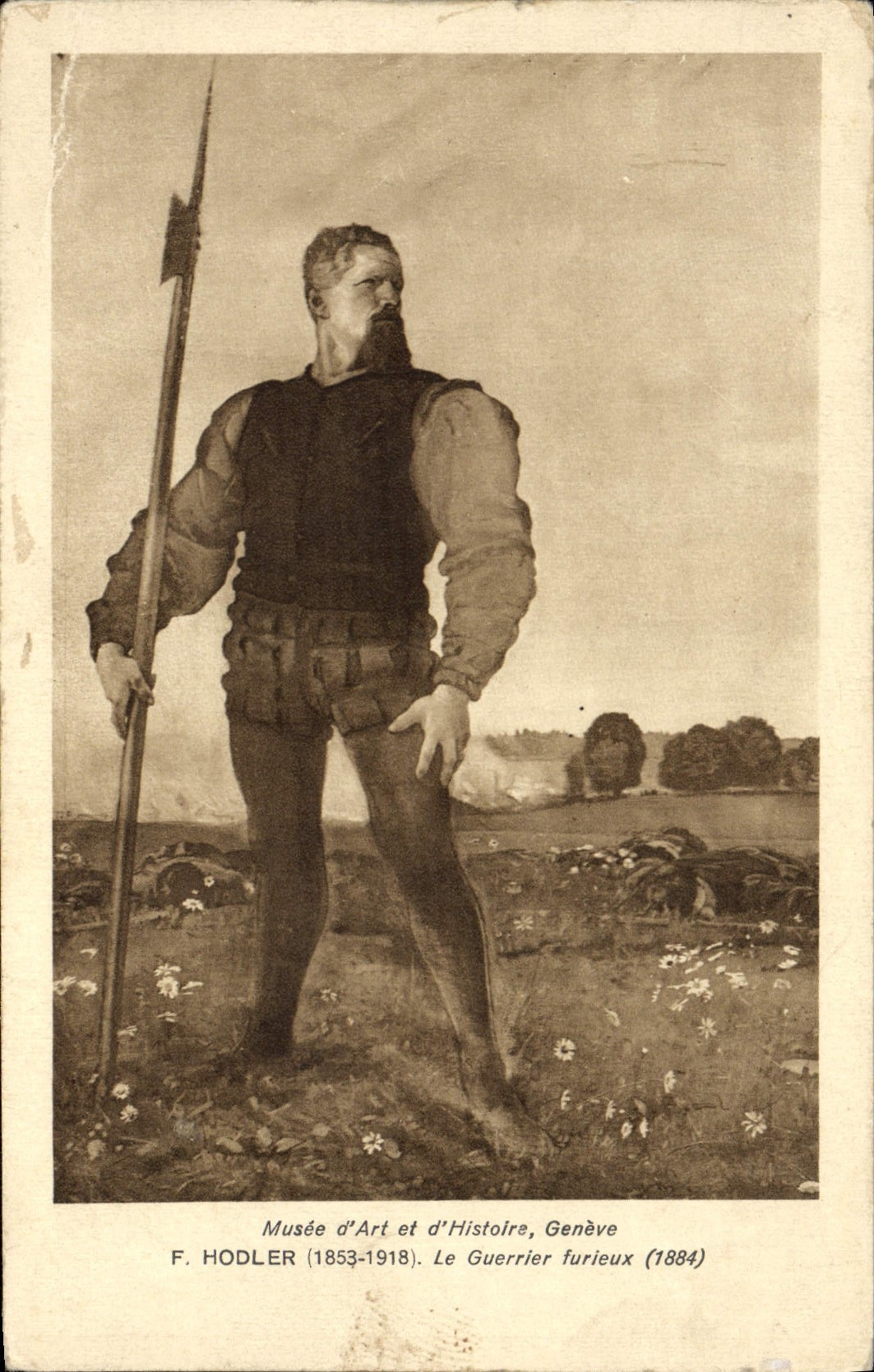 CPA Fantaisie Musee d'art et d'histoire Geneve Hodler le guerrier furieux 