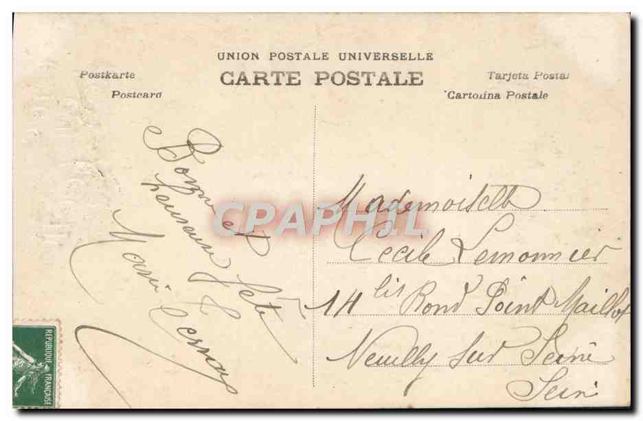 CPA Fantaisie Enfant Harpe Cecile — Verso
