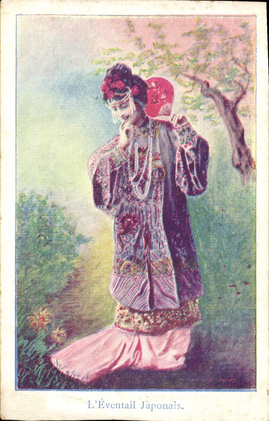 CPA Fantaisie Femme l'eventail japonais Nippon Japon