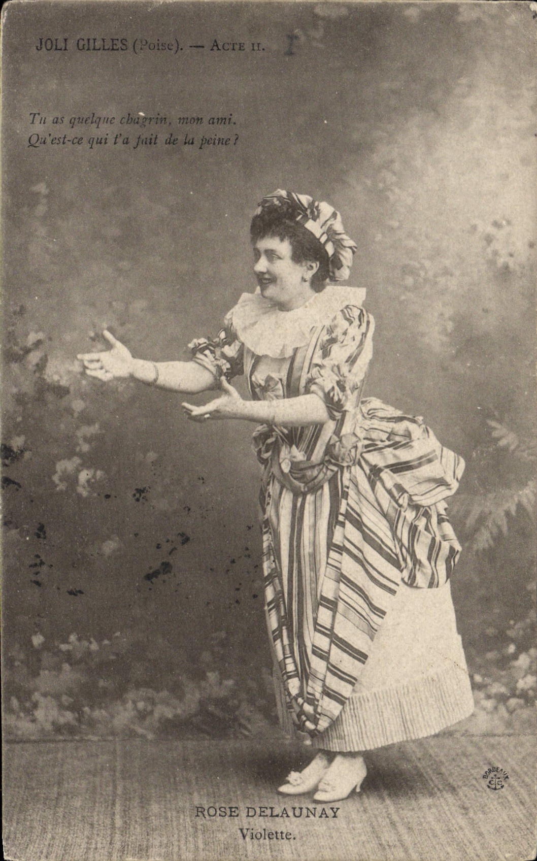 Rose Delaunay — Violette — scène de 'Joli Gilles' (Poise), Acte II — éditée par Rose Delaunay
