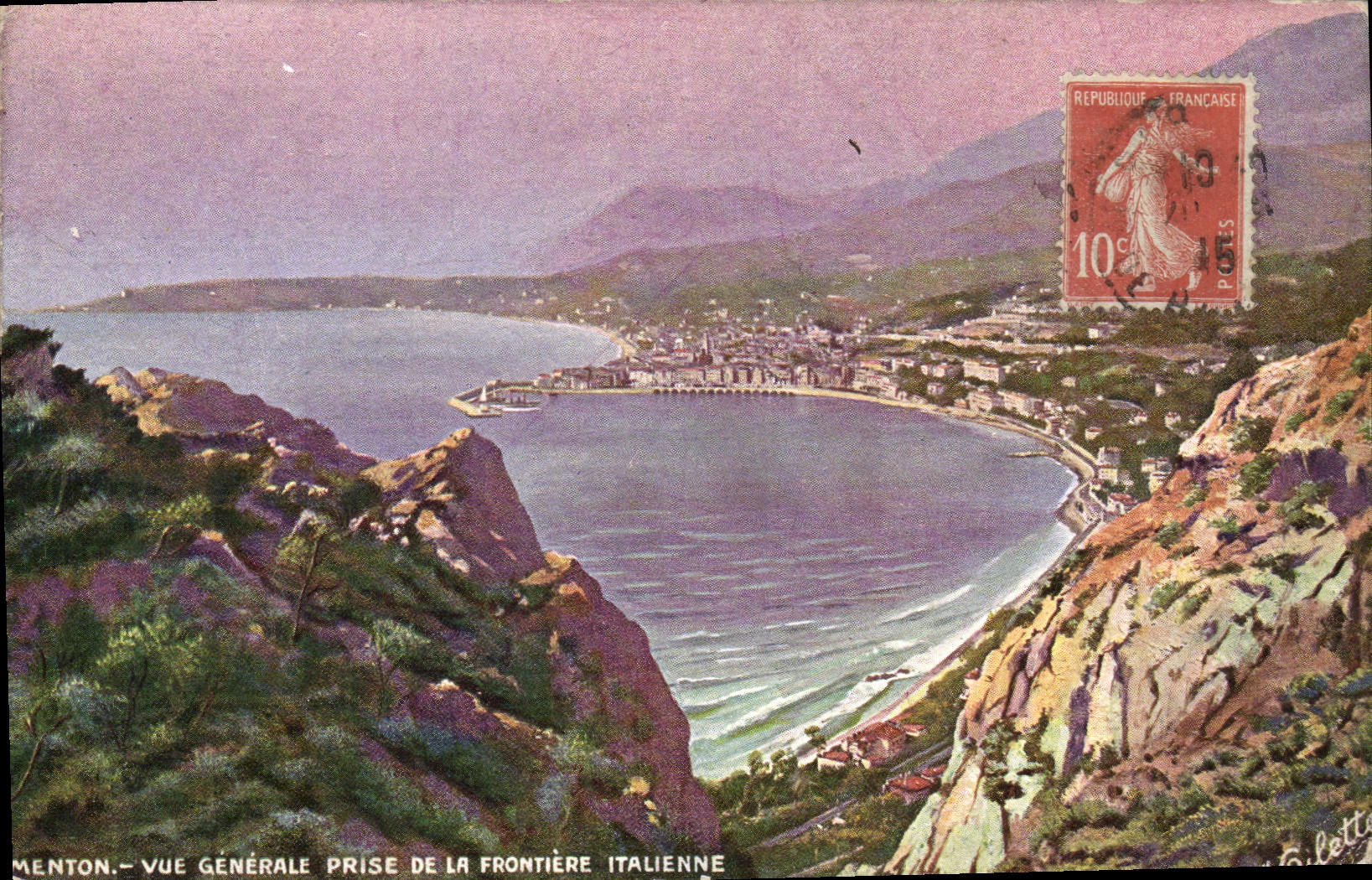 CPA Menton Vue generale prise de la frontiere italienne