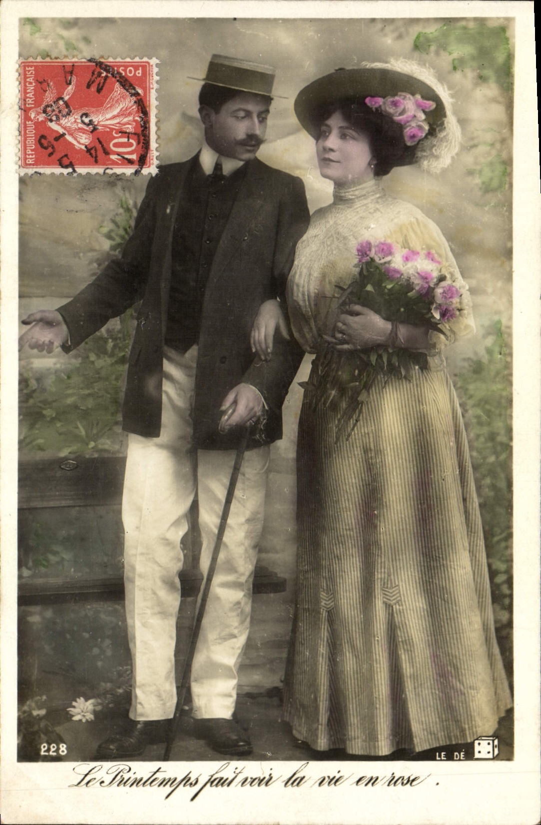 Couple au printemps — Le Printemps fait voir la vie en rose — LE DÉ 228