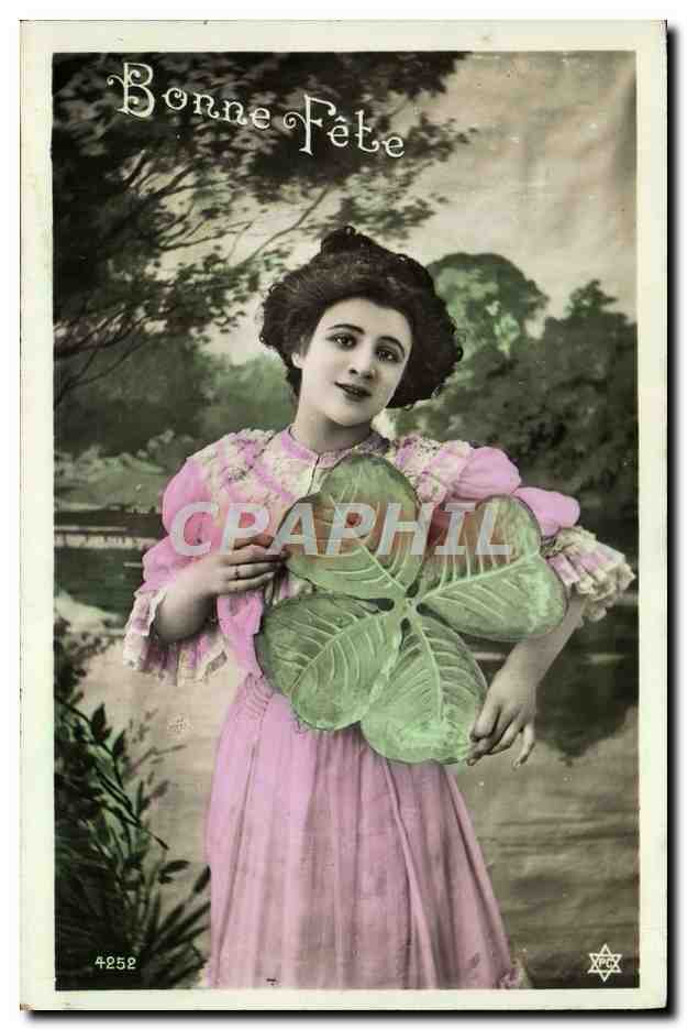 CPA Fantaisie Femme Trefle