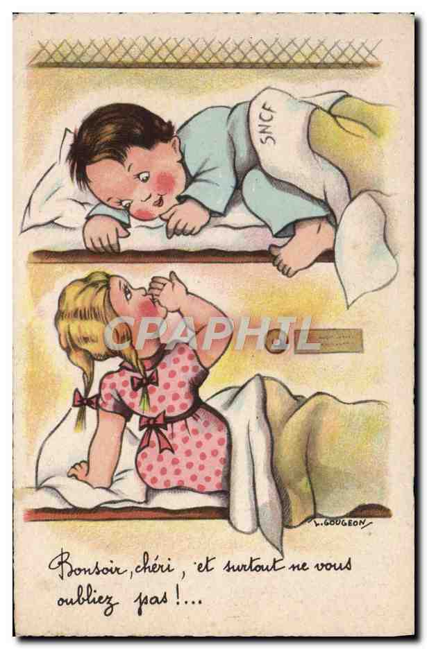 CPA Fantaisie Enfants SNCF Train Gougeon