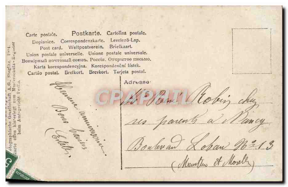 CPA Fantaisie Enfant — Rückseite