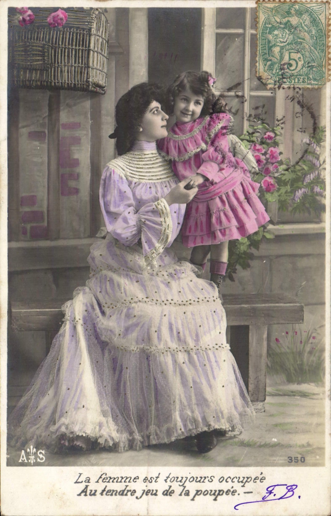Femme et enfant — scène de vie — éditeur A.S. n°350