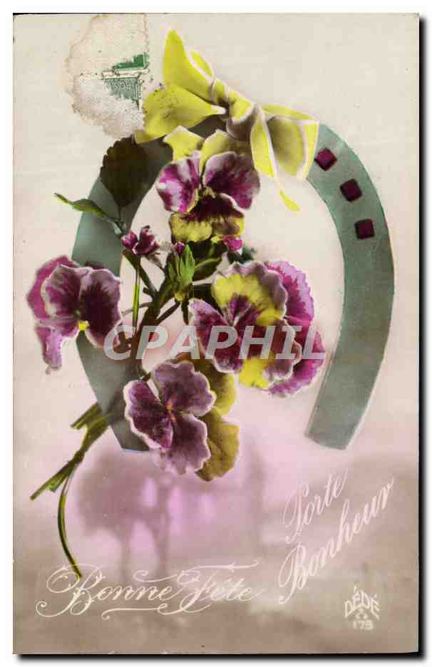 CPA Fantaisie Fleurs Fer a cheval