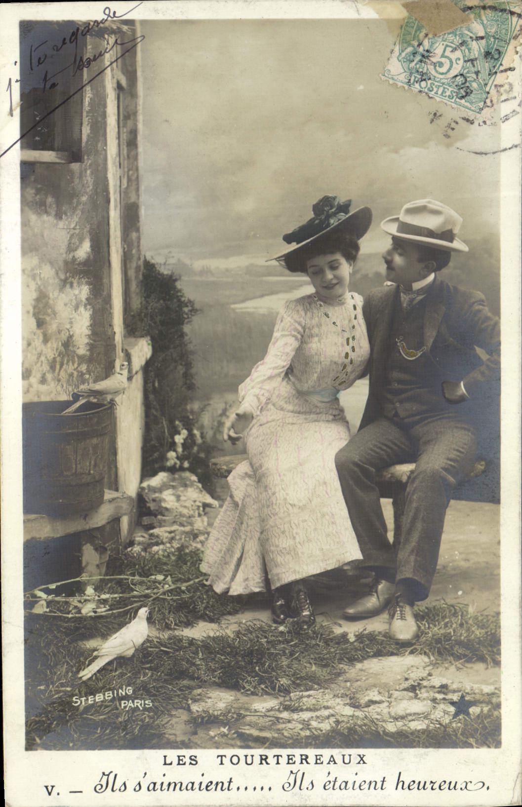 Les Tourtereaux — Ils s'aimaient..... Ils étaient heureux. — Stebbing Paris