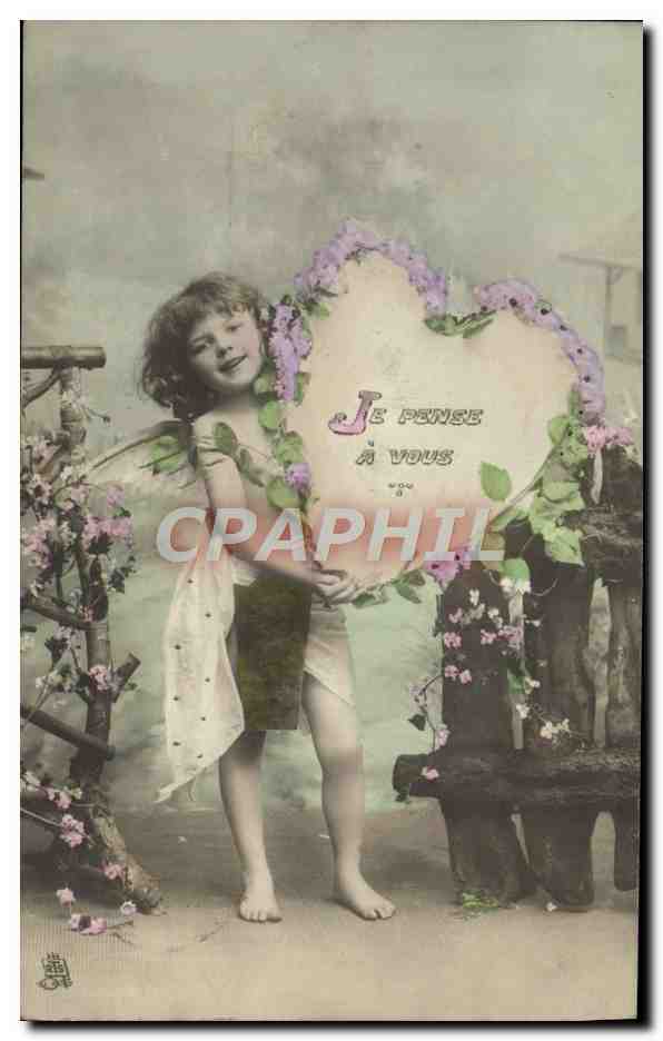 CPA Fantaisie Enfant Coeur