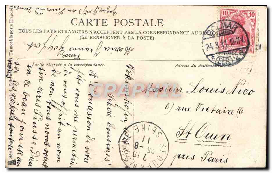 CPA Fantaisie Enfant Coeur — Rückseite
