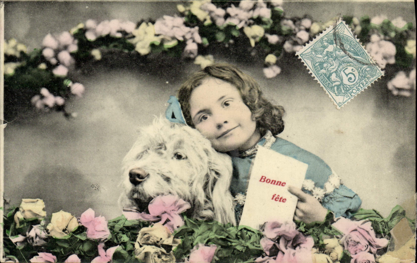 CPA Fantaisie Enfant Chien 