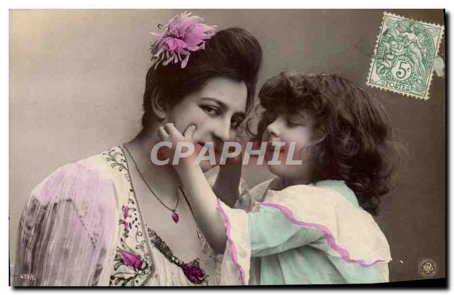 Femme et enfant — scène intime — Neue Photokartotypie A.-G. Stecklitz, Berlin, n° 419/5