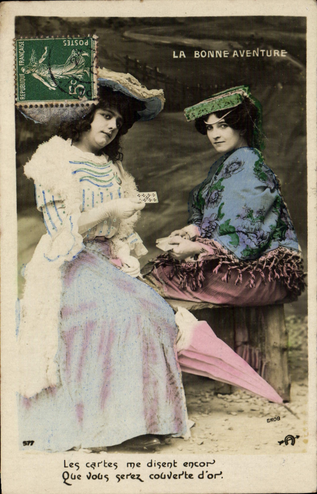 Deux femmes jouant aux cartes — La Bonne Aventure — Grob n°577