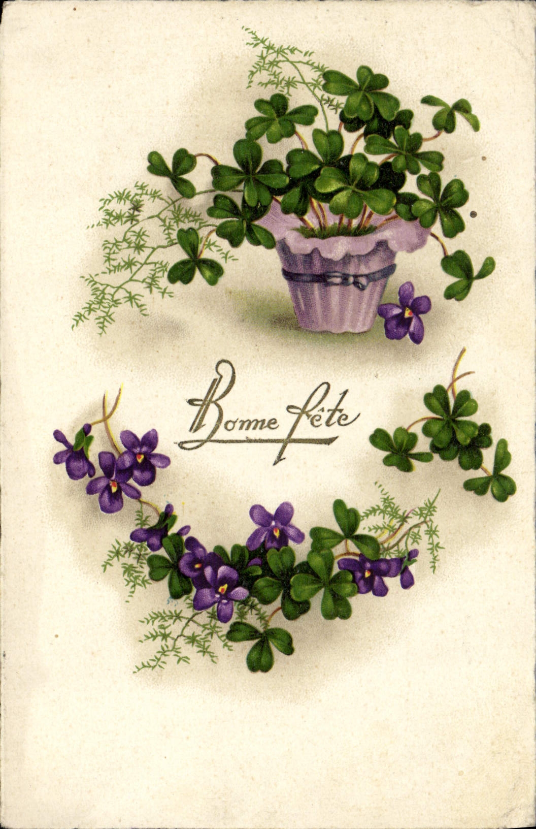CPA Fantaisie Fleurs Trefles