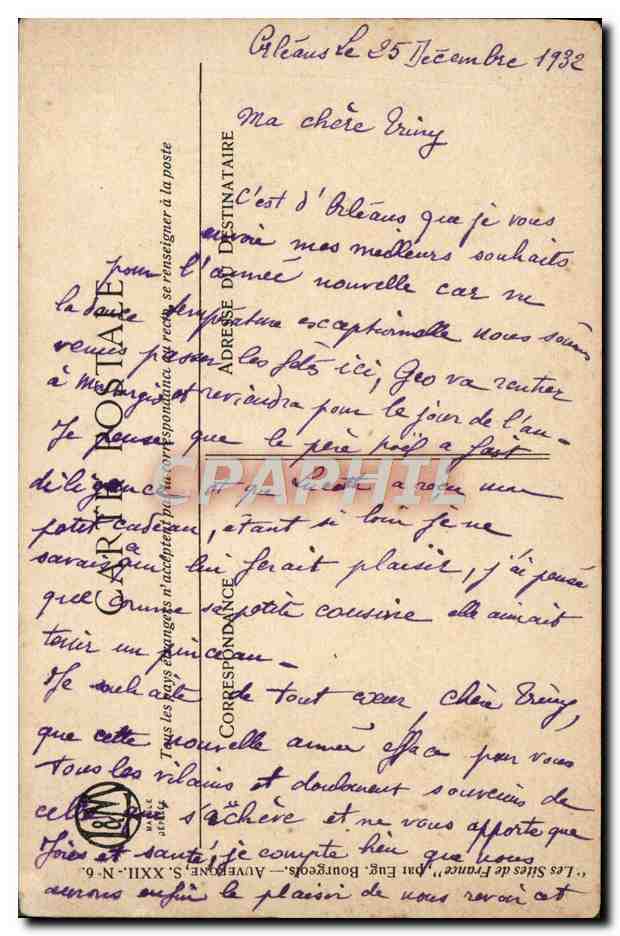 CPA Fantaisie Bort les Orques — Verso