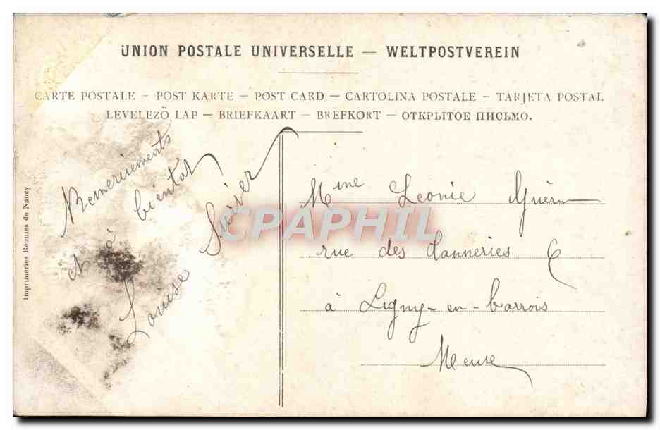Tarjeta postal antigua Fantasía Mujer Alcazard d'Ete — Reverso