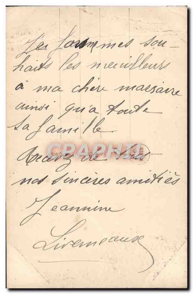 CPA Fantaisie Enfant Bebe Fer a cheval — Verso